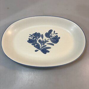 Pfaltzgraff Yorktowne Blue Stoneware Platter 14" x 10" Made in USA